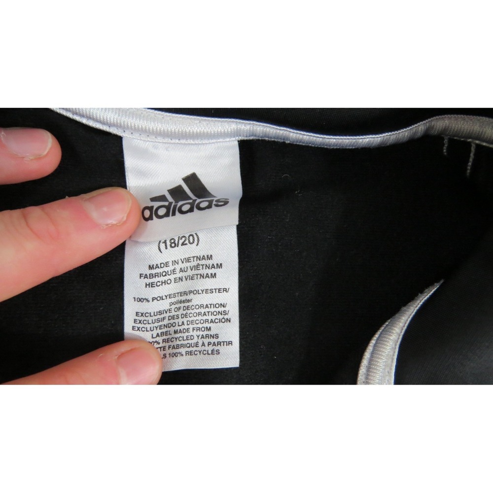 Adidas Womens XL 18 20 Black 3 Stripe Track Jacket Full Zip Athletic Top - Picture 2 of 8